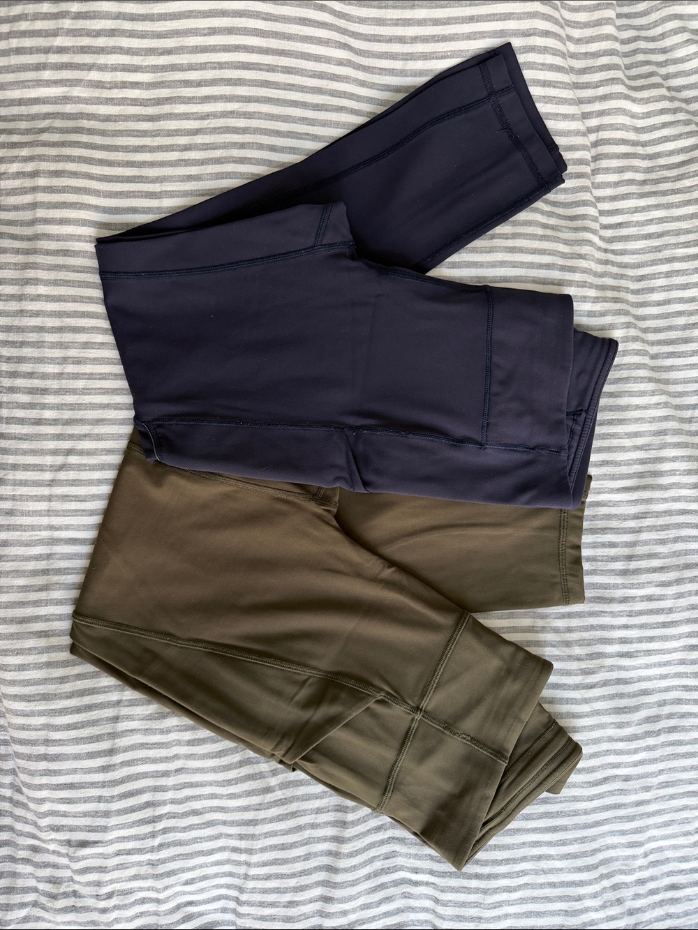 Pair of lululemon Leggings in Navy and Olive